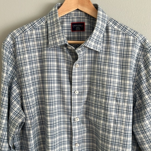 UNUTCKIT Men’s Cotton Flannel Long Sleeve Shirt Size Large In Blue - Picture 3 of 9